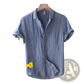 Men's Retro Distressed Linen Short Sleeve Shirt