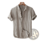 Men's Retro Distressed Linen Short Sleeve Shirt