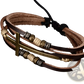 Men's Retro Layered Brown Leather Cross Bracelet