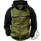 Men's Retro Velvet Lined Multi Pocket Zip Hoodie