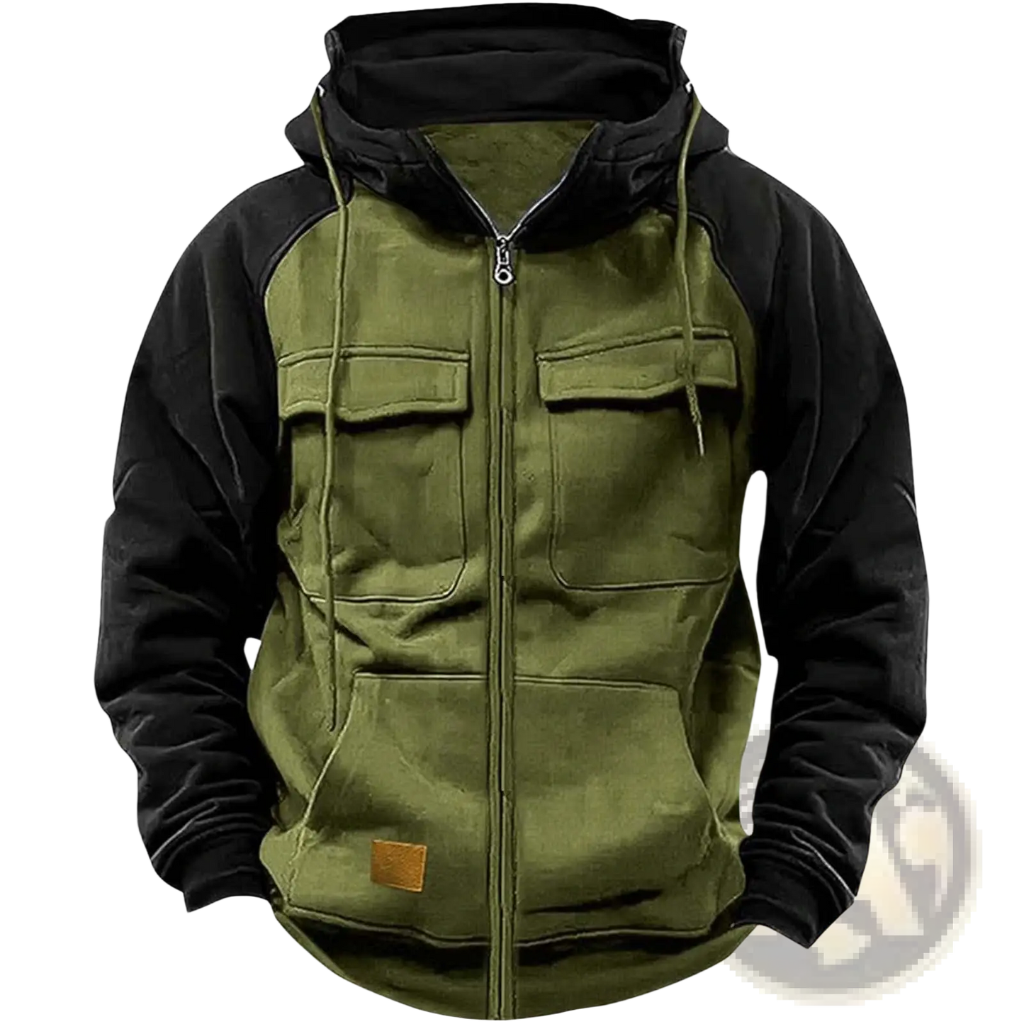Men's Retro Velvet Lined Multi Pocket Zip Hoodie
