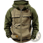Men's Retro Velvet Lined Multi Pocket Zip Hoodie