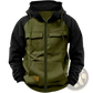 Men's Retro Velvet Lined Multi Pocket Zip Hoodie