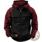 Men's Retro Velvet Lined Multi Pocket Zip Hoodie