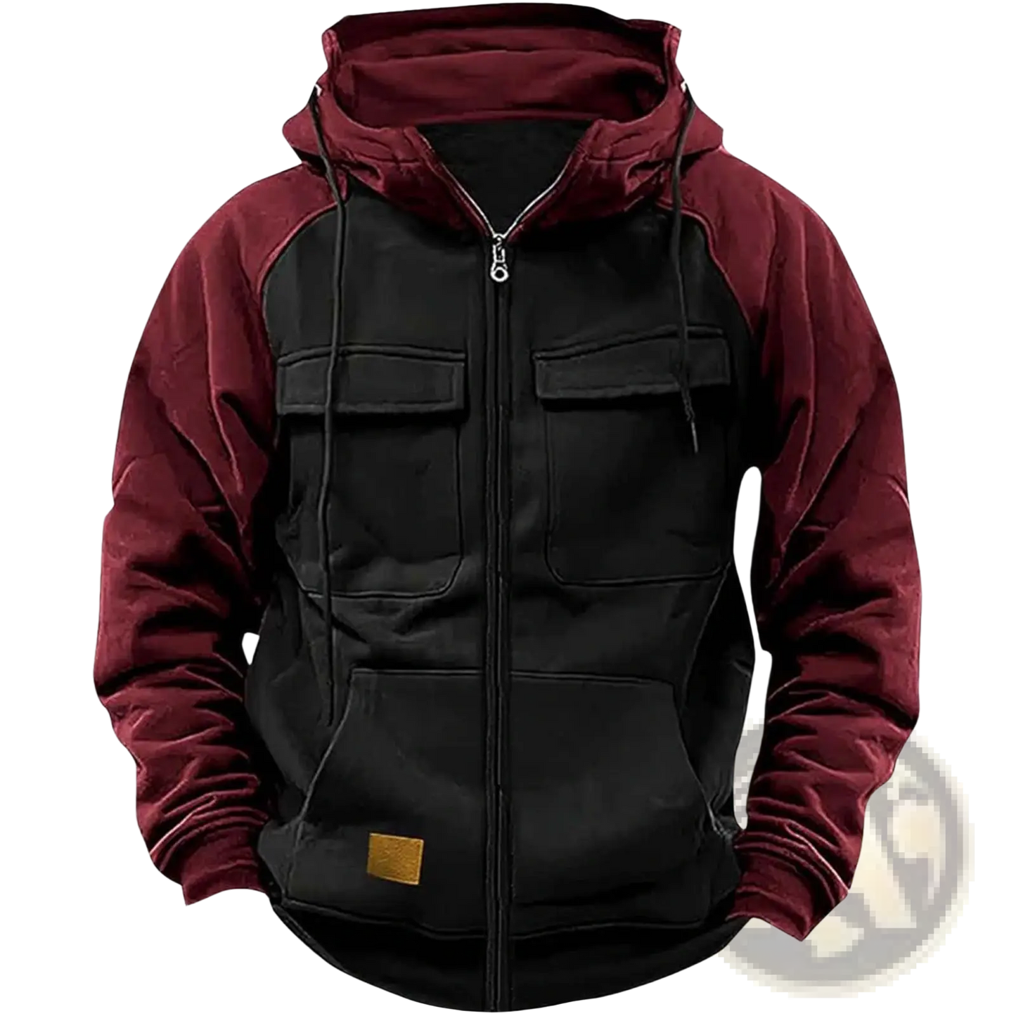Men's Retro Velvet Lined Multi Pocket Zip Hoodie