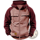 Men's Retro Velvet Lined Multi Pocket Zip Hoodie