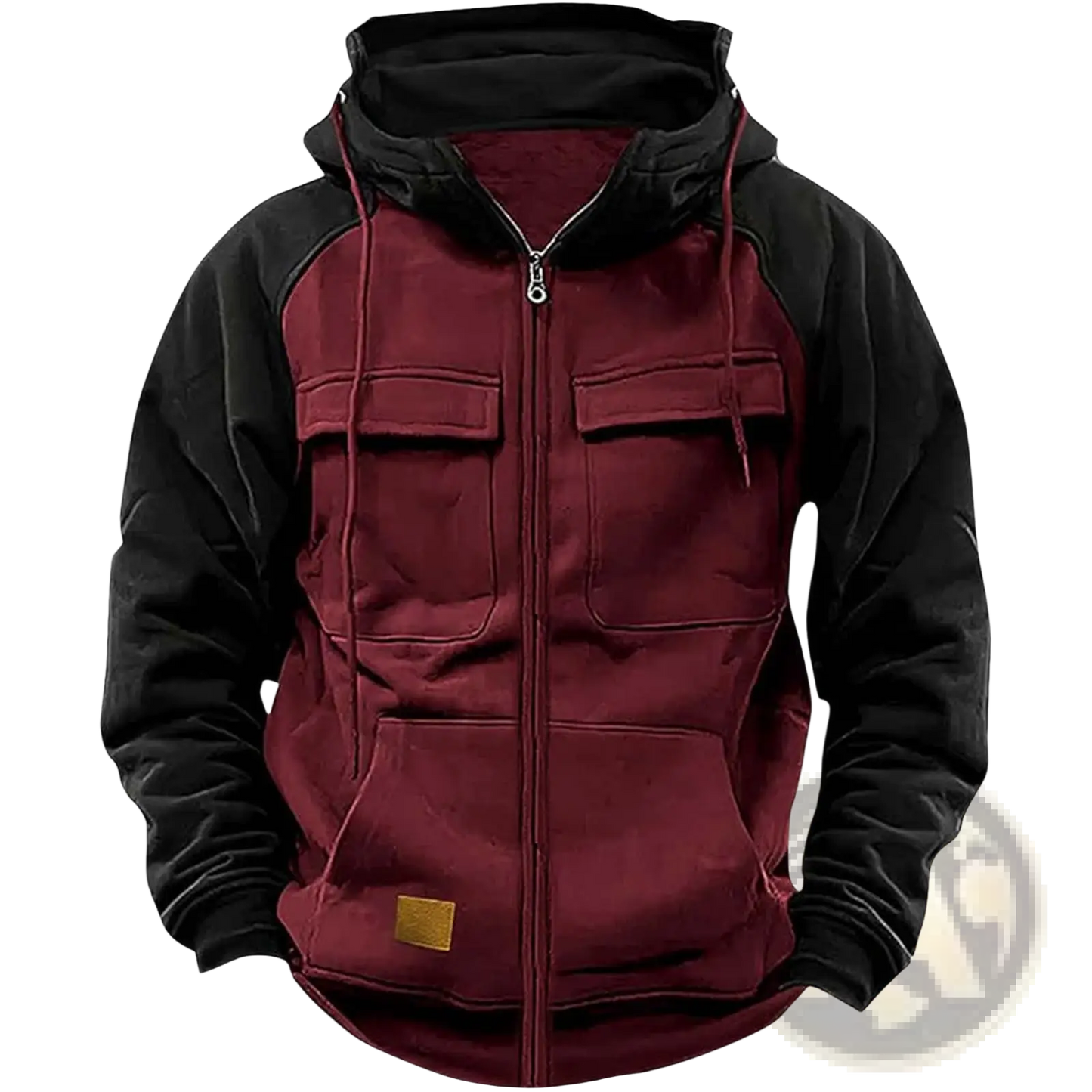 Men's Retro Velvet Lined Multi Pocket Zip Hoodie