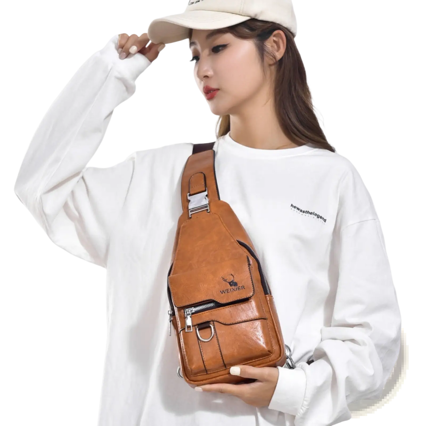 Men's Retro Waterproof Faux Leather Crossbody Chest Bag
