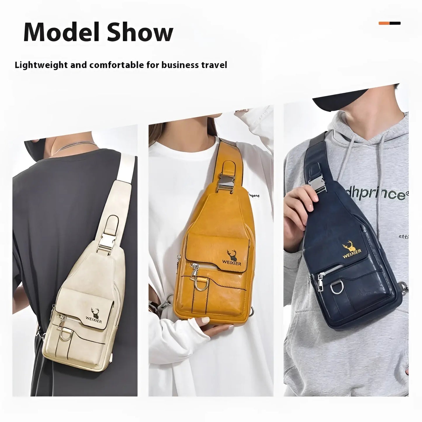 Men's Retro Waterproof Faux Leather Crossbody Chest Bag