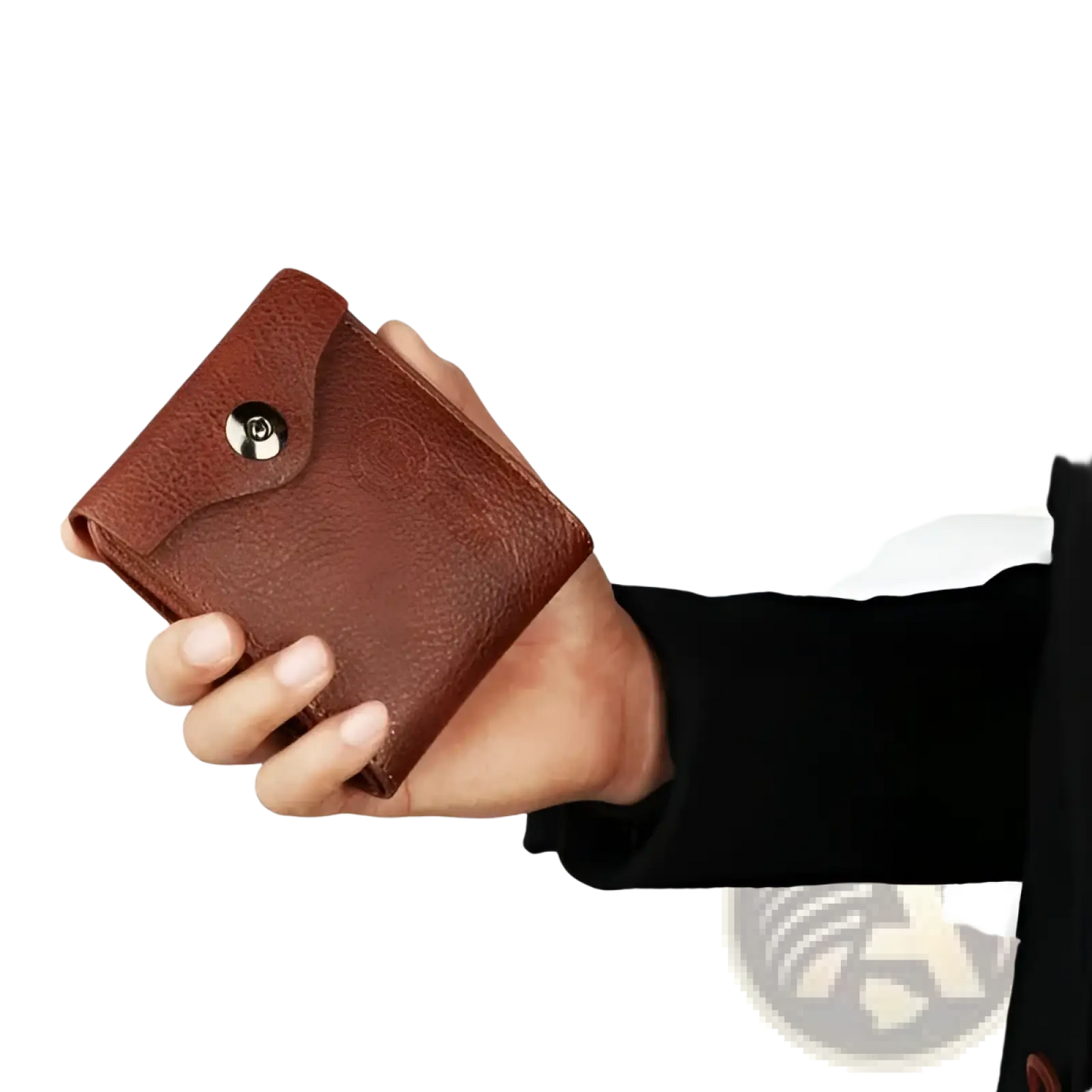 Men's Rfid Blocking Brown Pu Leather Bifold Wallet with Snap