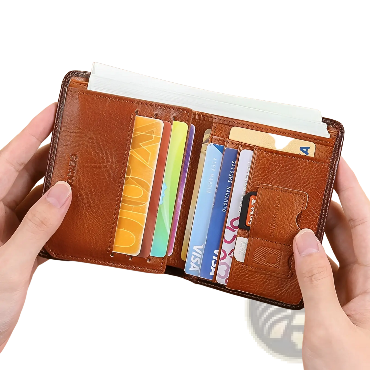 Men's Rfid Leather Wallet with Zip Coin Pocket