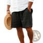 Men's Ribbed Bamboo Linen Summer Drawstring Shorts