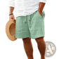 Men's Ribbed Bamboo Linen Summer Drawstring Shorts