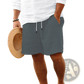 Men's Ribbed Bamboo Linen Summer Drawstring Shorts