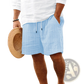 Men's Ribbed Bamboo Linen Summer Drawstring Shorts