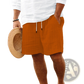 Men's Ribbed Bamboo Linen Summer Drawstring Shorts