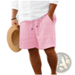 Men's Ribbed Bamboo Linen Summer Drawstring Shorts