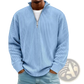 Men's Ribbed Knit Half Zip Corduroy Polo Sweatshirt