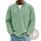 Men's Ribbed Knit Half Zip Corduroy Polo Sweatshirt
