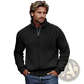 Men's Ribbed Knit High Collar Zip Up Sweater