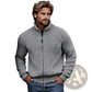Men's Ribbed Knit High Collar Zip Up Sweater