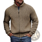 Men's Ribbed Knit High Collar Zip Up Sweater