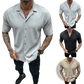 Men's Ribbed Knit Short Sleeve Button Up Shirt