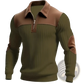 Men's Ribbed Patchwork Half Zip Knit Sweater
