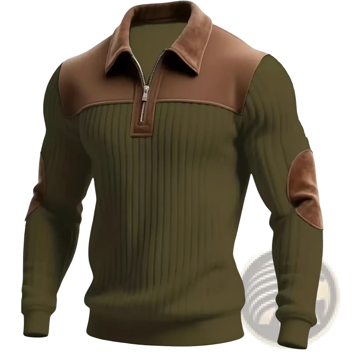 Men's Ribbed Patchwork Half Zip Knit Sweater