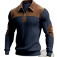 Men's Ribbed Patchwork Half Zip Knit Sweater