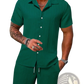 Men's Ribbed Short Sleeve Shirt and Shorts Beach Set