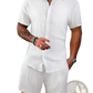 Men's Ribbed Short Sleeve Shirt and Shorts Beach Set