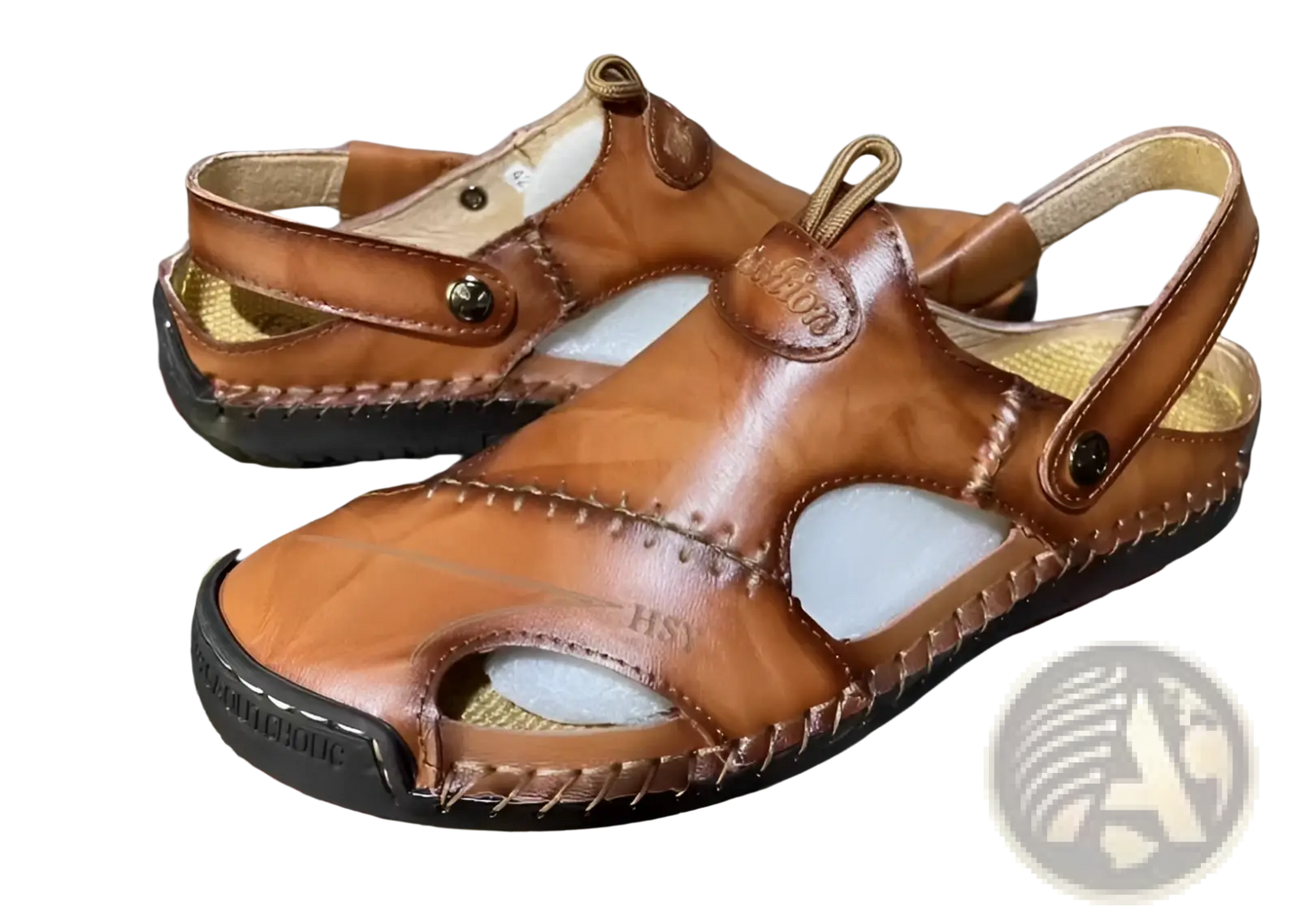 Men's Roman Leather Sandals with Rubber Sole