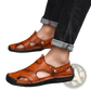Men's Roman Leather Sandals with Rubber Sole