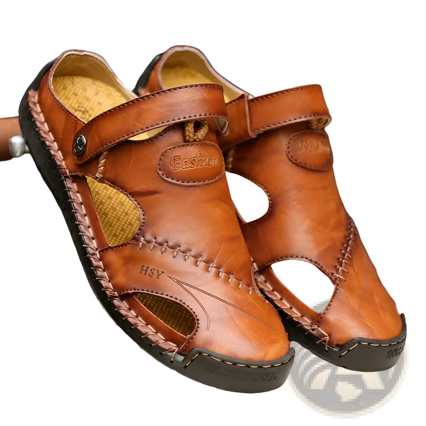 Men's Roman Leather Sandals with Rubber Sole