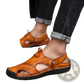 Men's Roman Leather Sandals with Rubber Sole