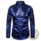 Men's Satin Dress Shirt with Sequined Yoke Detail