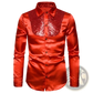 Men's Satin Dress Shirt with Sequined Yoke Detail
