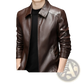 Men's Sheepskin Leather Jacket Thin Fleece Lining