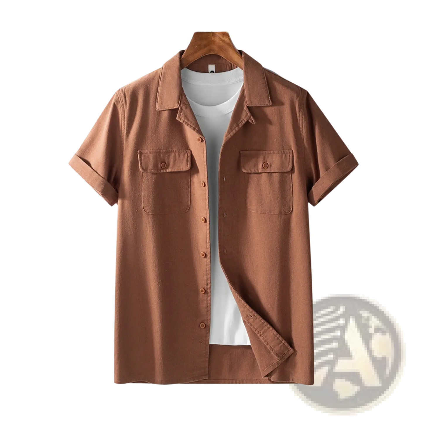 Men's Short Sleeve Cotton Hemp Workwear Shirt