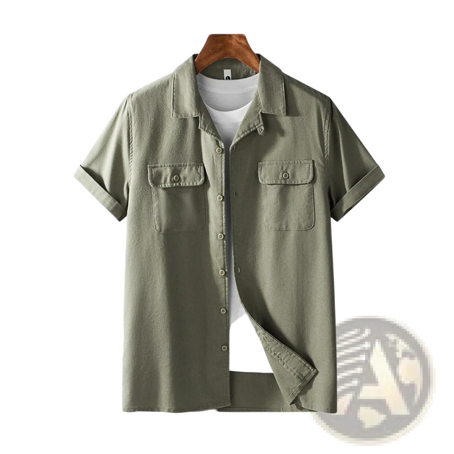 Men's Short Sleeve Cotton Hemp Workwear Shirt