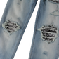 Men's Slim Fit Bandana Patch Light Wash Distressed Jeans