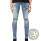 Men's Slim Fit Bandana Patch Light Wash Distressed Jeans