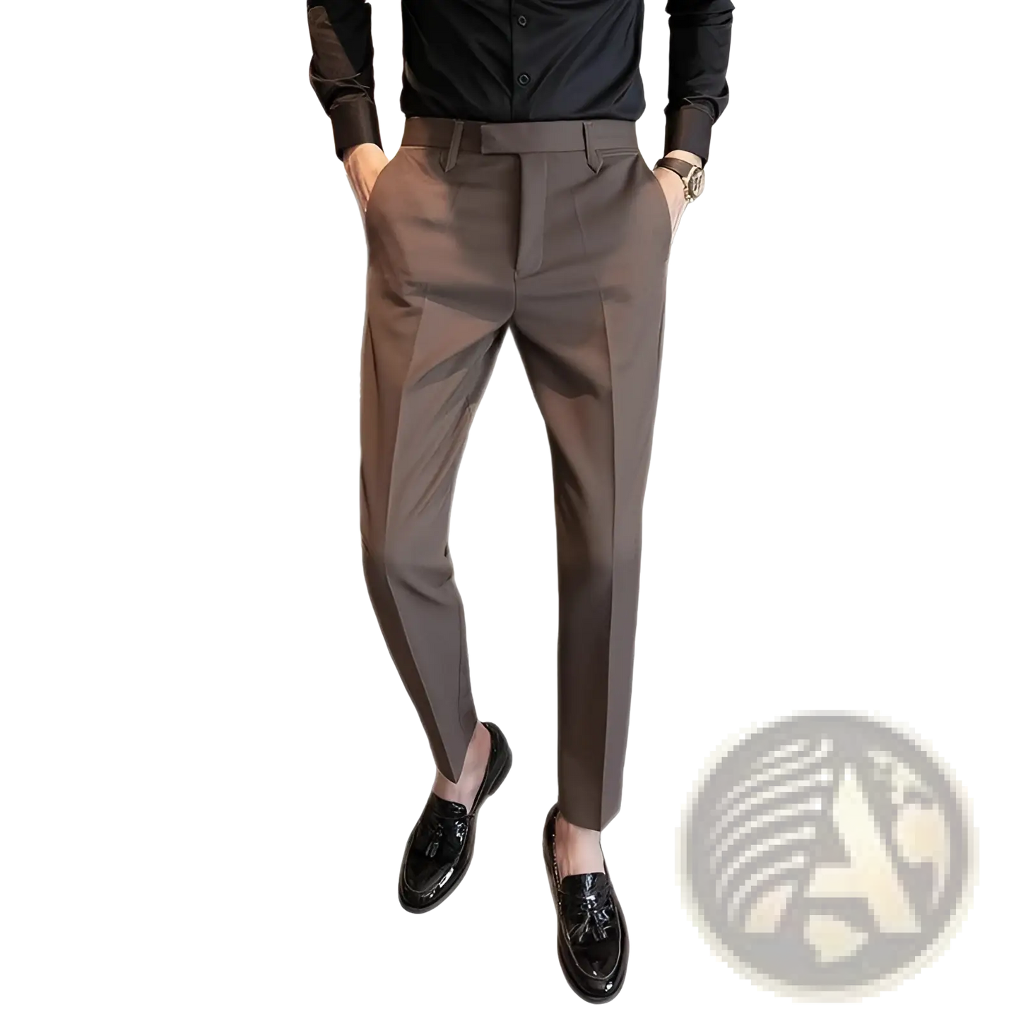 Men's Slim Fit British Style Tailored Straight Leg Trousers
