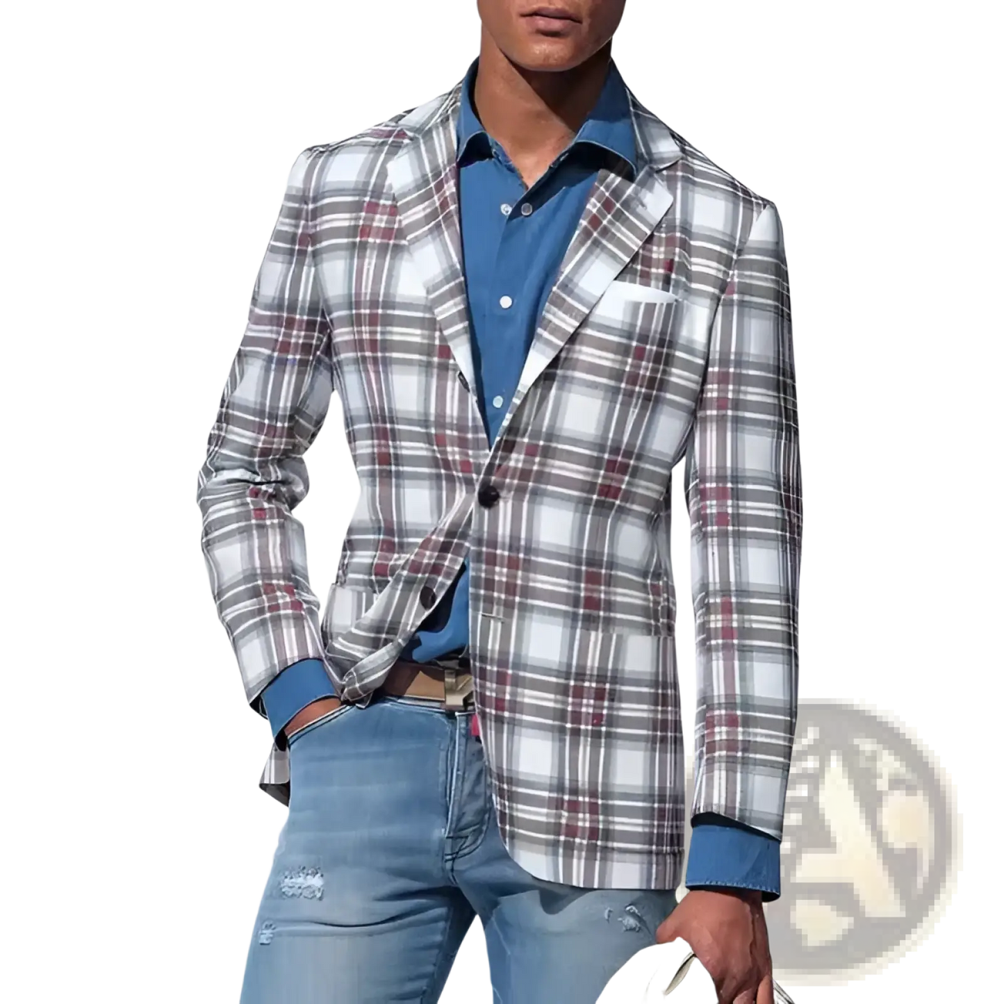 Men's Slim Fit Business Casual Plaid and Solid Blazers
