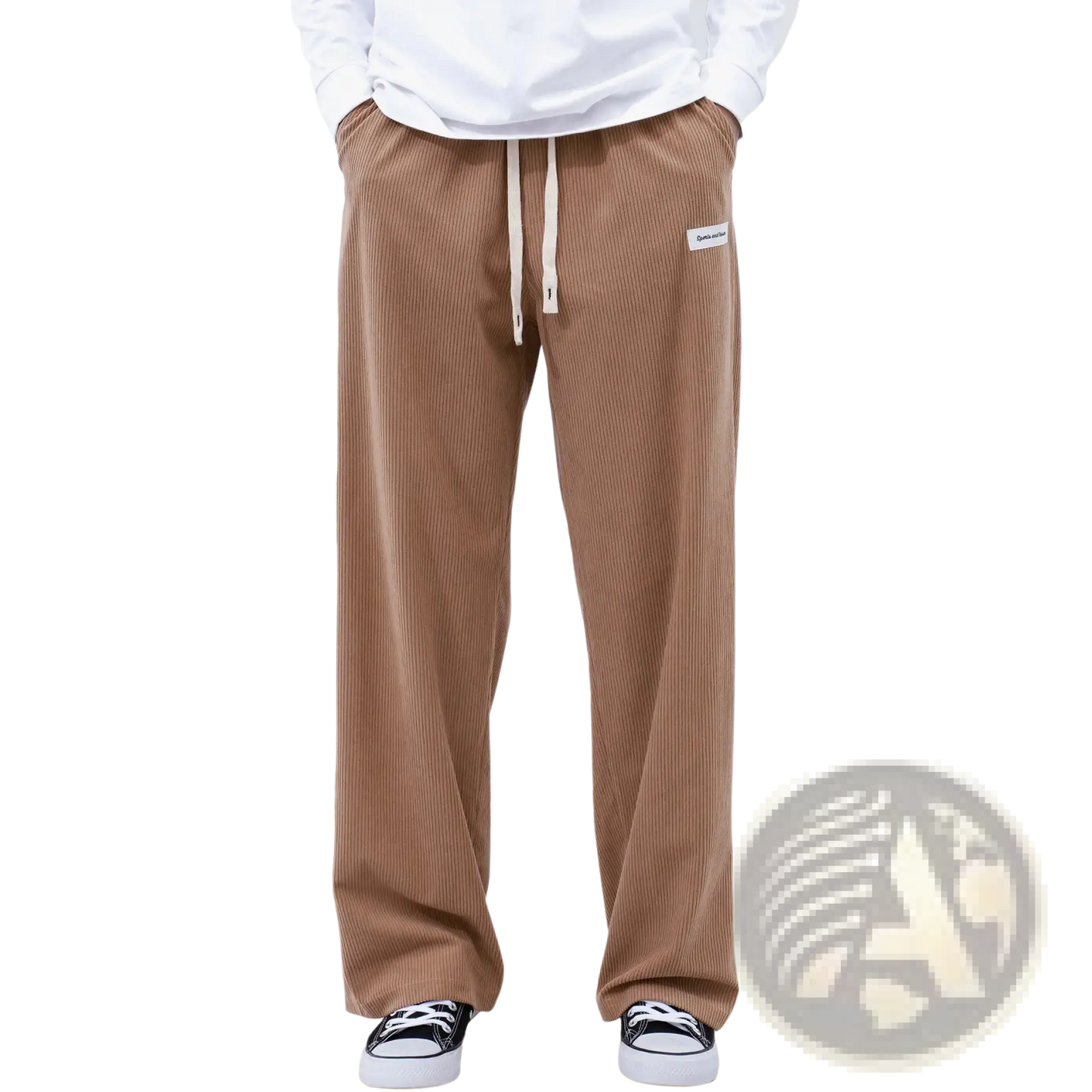 Men's Slim Fit Corduroy Sporty Drawstring Casual Pants