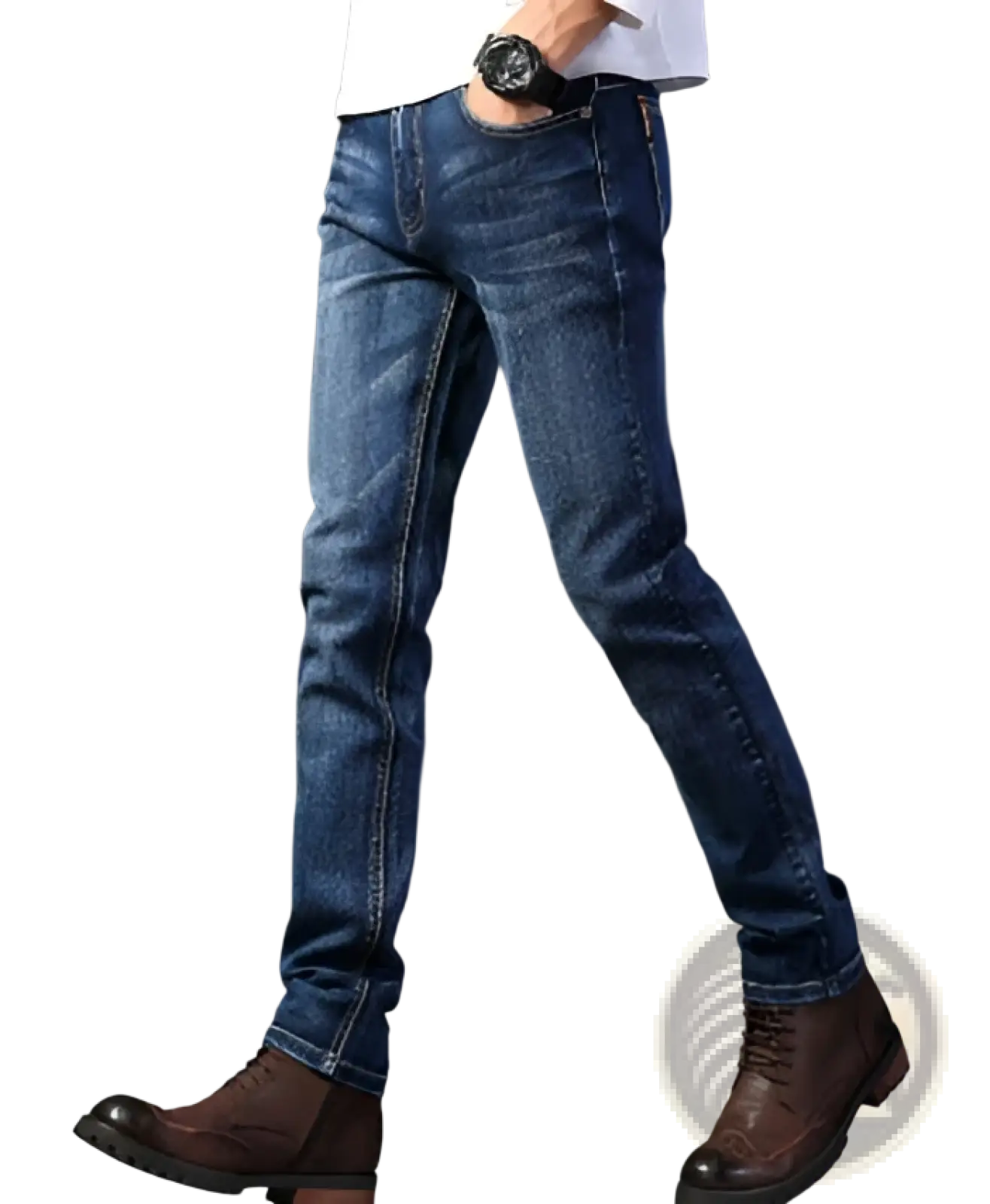 Men's Slim Fit Dark Wash Straight Stretch Denim Jeans