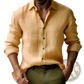 Men's Slim Fit Digital Print Linen Blend Casual Shirt