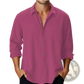 Men's Slim Fit Digital Print Linen Blend Casual Shirt