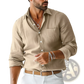 Men's Slim Fit Digital Print Linen Blend Casual Shirt